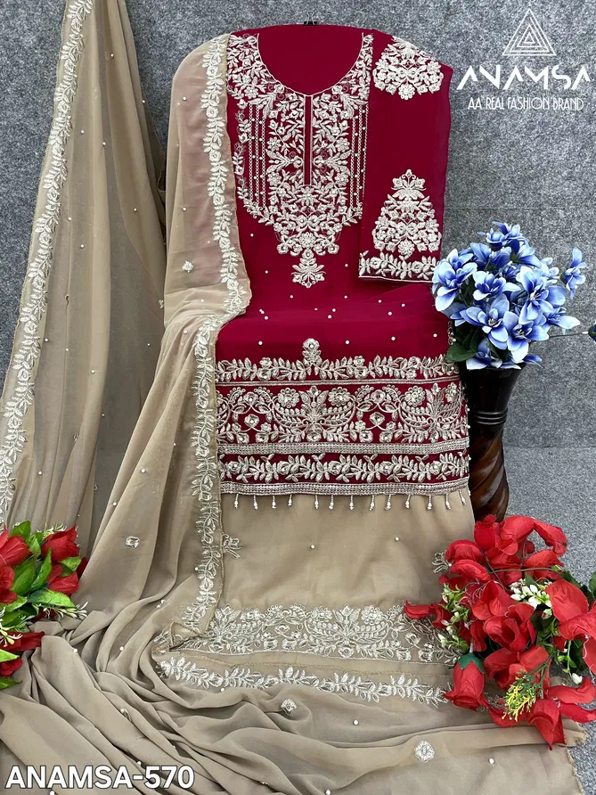 Anamsa 570 Georgette Embroidery Pakistani Suit Wholesalers In Delhi